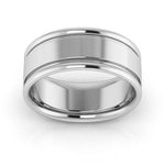 18K White Gold 8mm raised edge design comfort fit wedding band - DELLAFORA