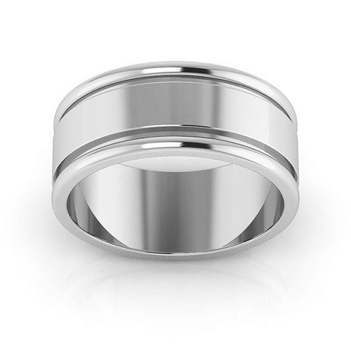 18K White Gold 8mm raised edge design wedding band - DELLAFORA