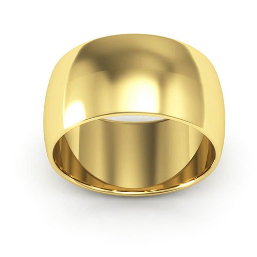 18K Yellow Gold 10mm half round wedding band - DELLAFORA