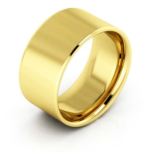 18K Yellow Gold 10mm heavy weight flat comfort fit wedding band - DELLAFORA