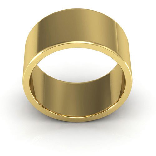 18K Yellow Gold 10mm heavy weight flat wedding band - DELLAFORA