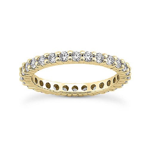 18K Yellow gold 2mm eternity women's 0.75-0.90 carats diamond wedding band. - DELLAFORA