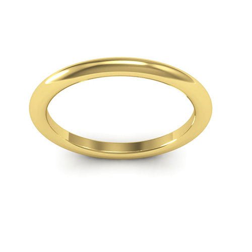 18K Yellow Gold 2mm heavy weight half round comfort fit wedding band - DELLAFORA