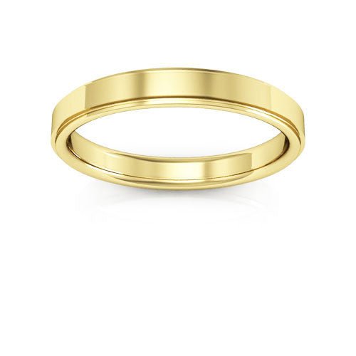 18K Yellow Gold 3mm flat edge design comfort fit wedding band - DELLAFORA