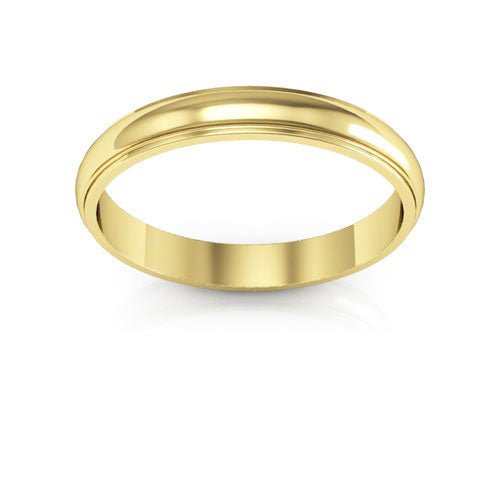 18K Yellow Gold 3mm half round edge design wedding band - DELLAFORA