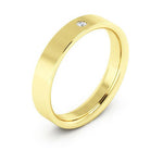 18K Yellow Gold 4mm flat comfort fit diamond wedding band - DELLAFORA