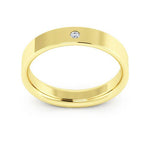 18K Yellow Gold 4mm flat comfort fit diamond wedding band - DELLAFORA