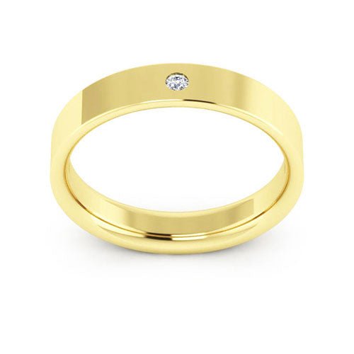 18K Yellow Gold 4mm flat comfort fit diamond wedding band - DELLAFORA