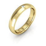 18K Yellow Gold 4mm half round comfort fit diamond wedding band - DELLAFORA