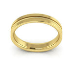 18K Yellow Gold 4mm milgrain grooved design comfort fit wedding band - DELLAFORA