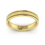 18K Yellow Gold 4mm raised edge design brushed center comfort fit wedding band - DELLAFORA