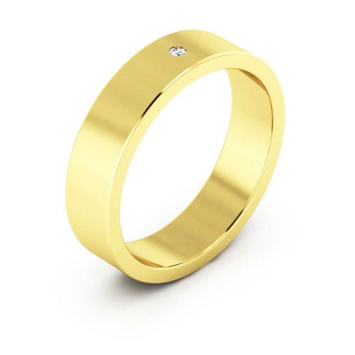 18K Yellow Gold 5mm flat diamond wedding band - DELLAFORA