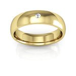 18K Yellow Gold 5mm half round comfort fit diamond wedding band - DELLAFORA