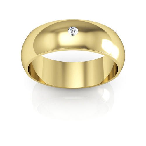 18K Yellow Gold 6mm half round diamond wedding band - DELLAFORA