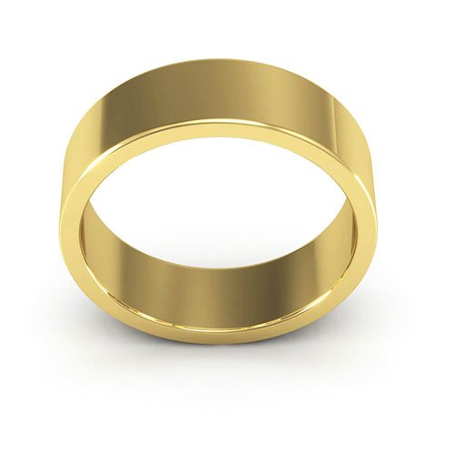 18K Yellow Gold 6mm heavy weight flat wedding band - DELLAFORA