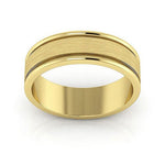 18K Yellow Gold 6mm raised edge design brushed center wedding band - DELLAFORA