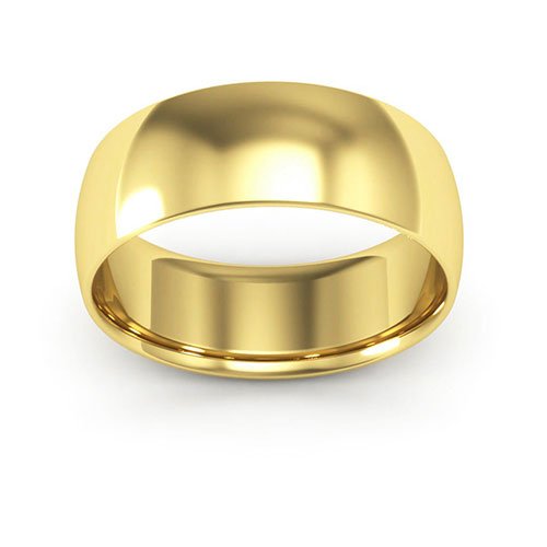 18K Yellow Gold 7mm half round comfort fit wedding band - DELLAFORA