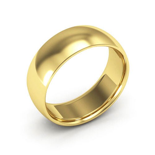 18K Yellow Gold 7mm half round comfort fit wedding band - DELLAFORA