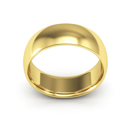 18K Yellow Gold 7mm half round comfort fit wedding band - DELLAFORA