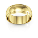 18K Yellow Gold 7mm half round edge design wedding band - DELLAFORA