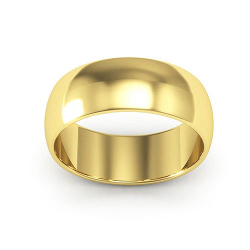 18K Yellow Gold 7mm half round wedding band - DELLAFORA