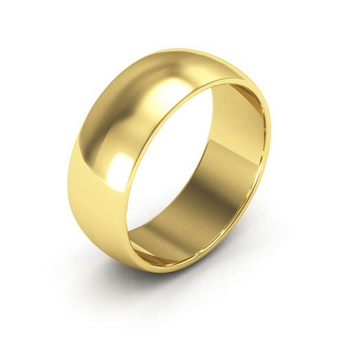 18K Yellow Gold 7mm half round wedding band - DELLAFORA