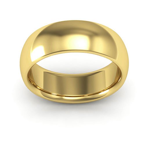 18K Yellow Gold 7mm heavy weight half round comfort fit wedding band - DELLAFORA