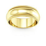 18K Yellow Gold 7mm milgrain wedding band - DELLAFORA