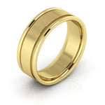 18K Yellow Gold 7mm raised edge design comfort fit wedding band - DELLAFORA