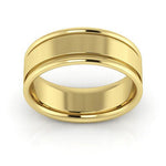 18K Yellow Gold 7mm raised edge design comfort fit wedding band - DELLAFORA