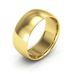 18K Yellow Gold 8mm half round comfort fit wedding band - DELLAFORA