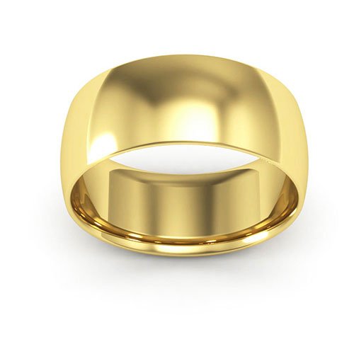 18K Yellow Gold 8mm half round comfort fit wedding band - DELLAFORA