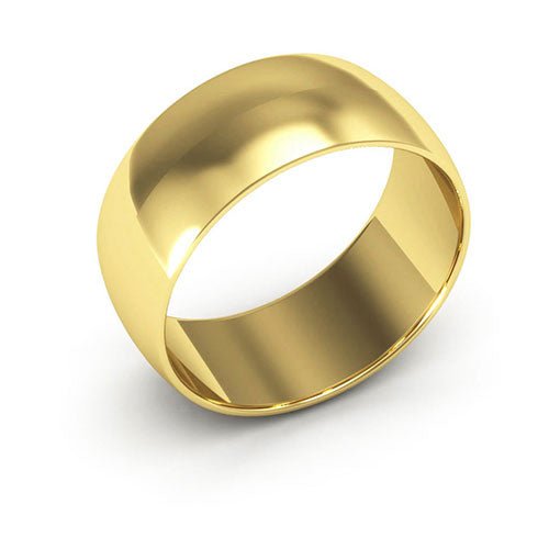 18K Yellow Gold 8mm half round wedding band - DELLAFORA