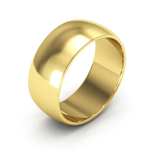 18K Yellow Gold 8mm half round wedding band - DELLAFORA