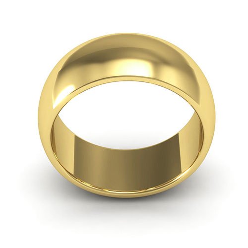 18K Yellow Gold 8mm heavy weight half round wedding band - DELLAFORA