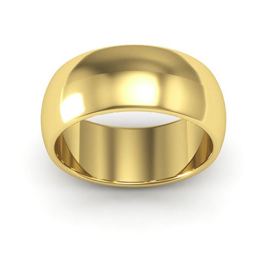 18K Yellow Gold 8mm heavy weight half round wedding band - DELLAFORA