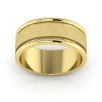 18K Yellow Gold 8mm raised edge design brushed center wedding band - DELLAFORA