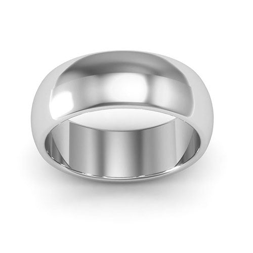 14K White Gold 7mm heavy weight half round  wedding bands