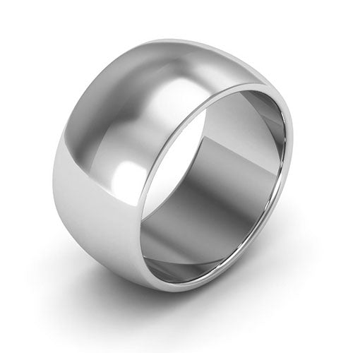 Platinum 10mm heavy weight half round wedding band - DELLAFORA