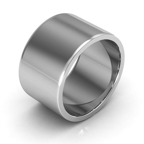 Platinum 12mm heavy weight flat wedding band - DELLAFORA