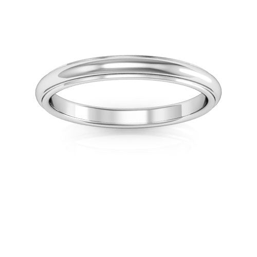 Platinum 2.5mm half round edge design comfort fit wedding band - DELLAFORA