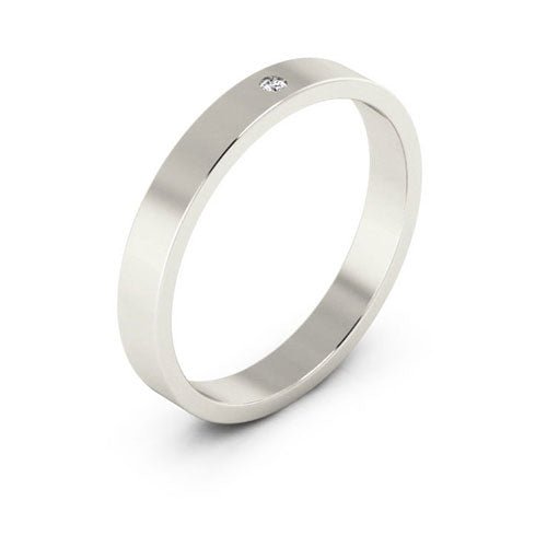 Platinum 3mm flat diamond wedding band - DELLAFORA