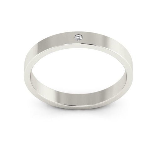 Platinum 3mm flat diamond wedding band - DELLAFORA