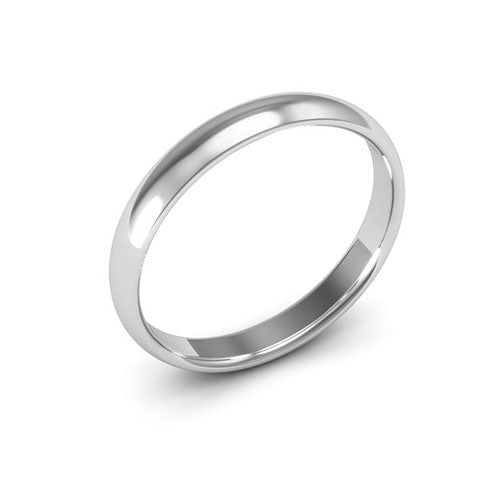 Platinum 3mm half round comfort fit wedding band - DELLAFORA