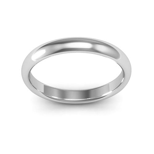 Platinum 3mm half round comfort fit wedding band - DELLAFORA