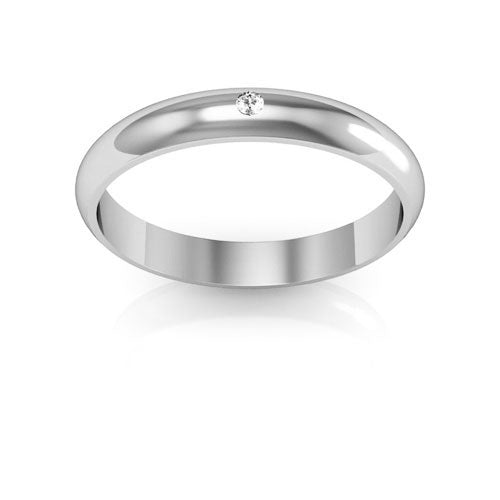 Platinum 3mm half round diamond wedding band - DELLAFORA