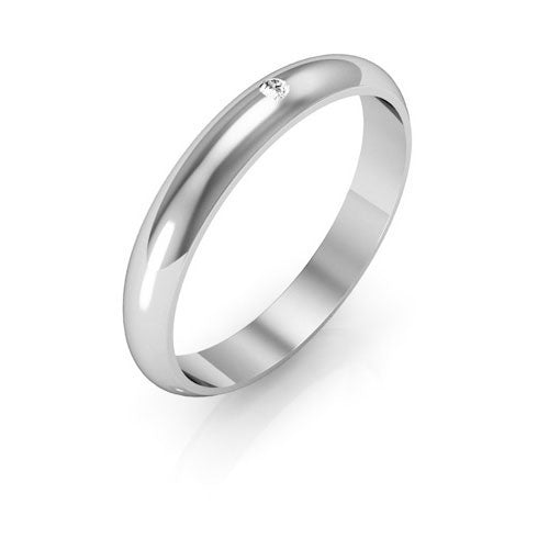 Platinum 3mm half round diamond wedding band - DELLAFORA