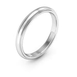 Platinum 3mm half round edge design comfort fit wedding band - DELLAFORA