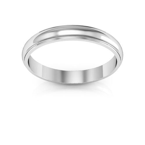 Platinum 3mm half round edge design wedding band - DELLAFORA