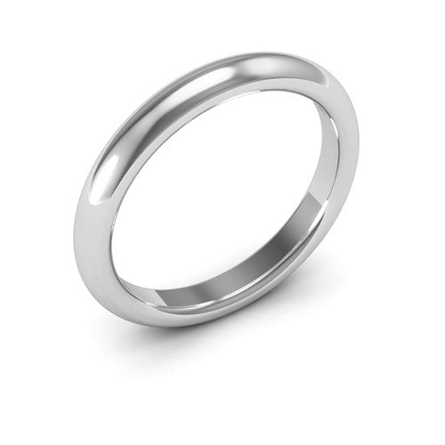 Platinum 3mm heavy weight half round comfort fit wedding band - DELLAFORA